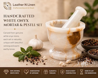 White Onyx Mortar & Pestle, 4-Inch Spice Crusher Set