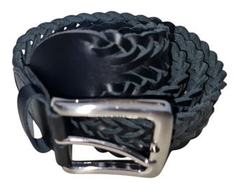 Vintage Tobacco Woven Leather Belt, Woman display picture 3