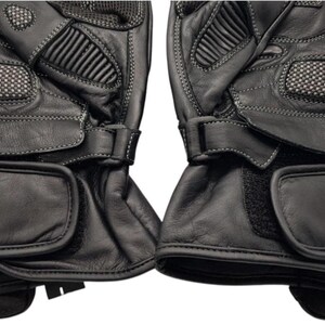 Black Cow Leather Motorbike Gloves, Racing Protection with Ergonomic Fit image 4