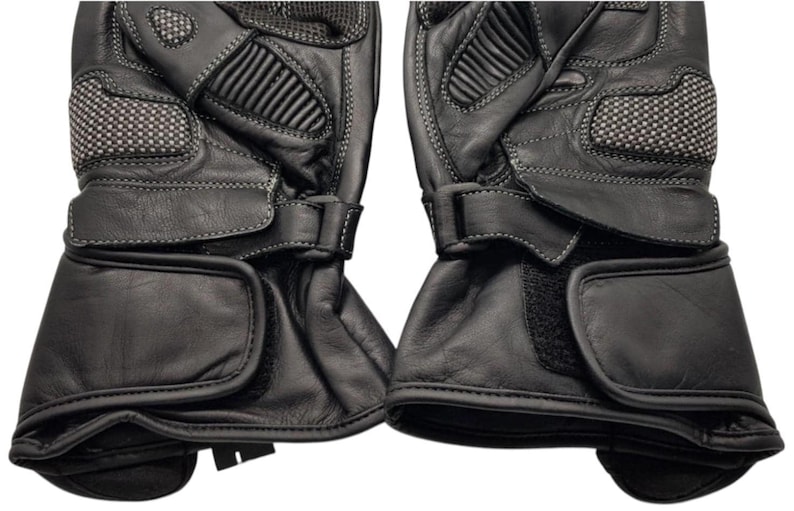 Black Cow Leather Motorbike Gloves, Racing Protection with Ergonomic Fit image 4