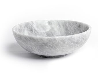 White & Grey Marble Decorative Bowl – 9"x3" Natural Stone Centerpiece | Elegant Handmade Home Decor for Table, Entryway, or Shelf