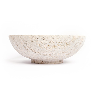Handmade Travertine Bowl: Elegant Matte Home Decor (9&quot;x3&quot;)
