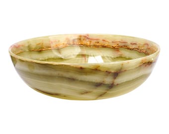 Hand Carved Green Onyx Bowl: 6&quot; Decorative Stone Serving Dish