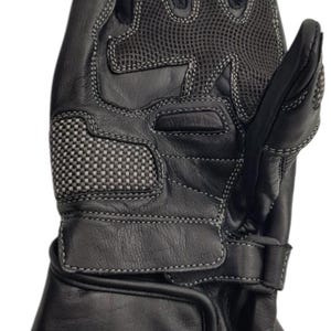 Black Cow Leather Motorbike Gloves, Racing Protection with Ergonomic Fit image 6