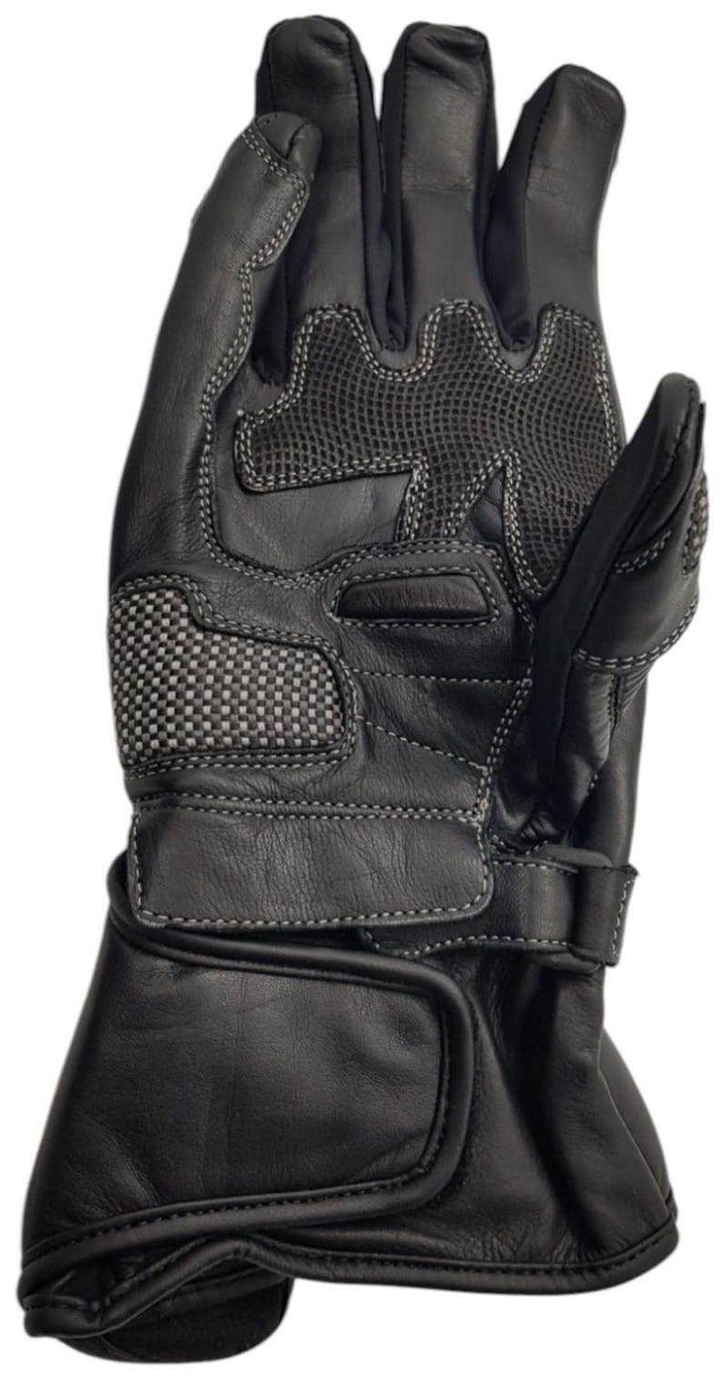 Black Cow Leather Motorbike Gloves, Racing Protection with Ergonomic Fit image 6