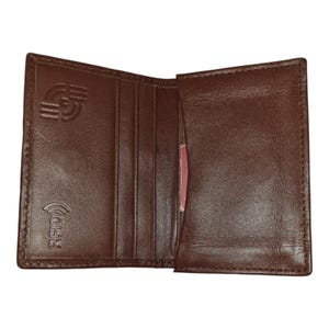 Tarjetero de piel de vacuno marrón de primera calidad, hecho a mano / Cartera duradera para tarjetas de visita y crédito / CH-216