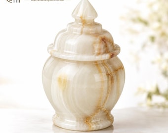 Handmade Conical Onyx Jar, Natural Stone Lid, 3-Inch Diameter, 5-Inch Height
