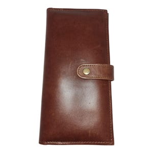 Cartera larga de piel de vacuno de primera calidad / Hecha a mano en marrón CW411 / Elegante y duradera / Regalo perfecto para él o ella