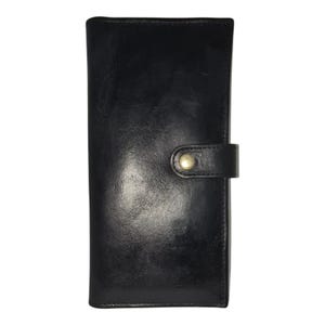 Premium Kuh Leder Langmantel Geldbörse - Handgefertigtes Schwarz CW411, stilvolles und langlebiges Accessoire für Männer / Frauen