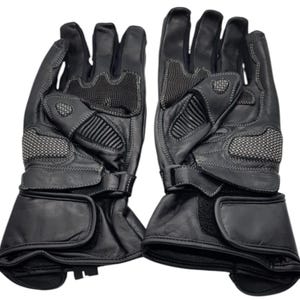 Black Cow Leather Motorbike Gloves, Racing Protection with Ergonomic Fit image 3