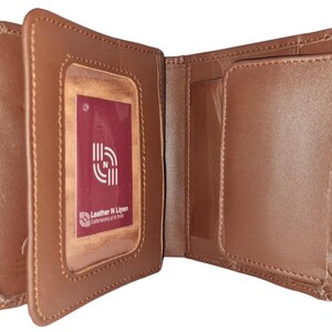 Men's Genuine Leather Wallet, 100% Cow Grain Brown Tri Fold, Handmade Slim Design, Gift for Him, GW103