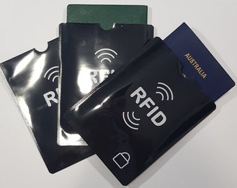5 x protections RFID anti-scan NFC avec porte-passeport, noir