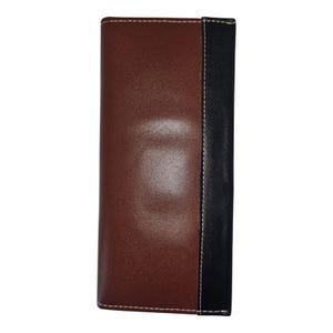 Long portefeuille en cuir de qualité supérieure pour homme, portefeuille fait main en grain de vache, couleur marron-noir, élégant et durable CW422