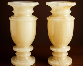 Natuurlijke witte onyx kandelaar, 3 x 6 inch – Handgemaakt elegant stenen decor voor thuis, tafel en cadeau