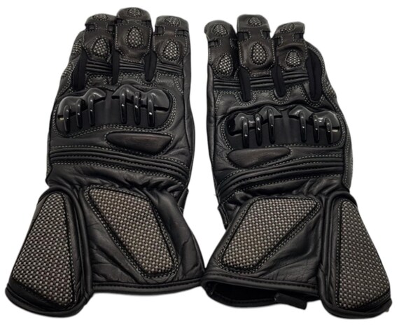 Black Cow Leather Racing Gloves: Motorbike Protection, Large Size
