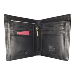 Schwarze handgemachte Bi-Fold-Geldbörse für Herren | Echtes 100% Rindsleder | Schlankes & Stilvolles Geschenk für Ihn | TW105