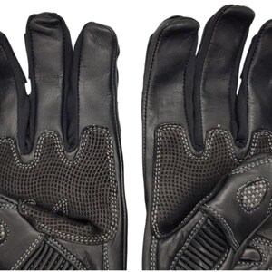 Black Cow Leather Motorbike Gloves, Racing Protection with Ergonomic Fit image 9