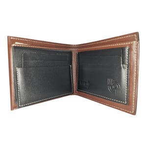 Carteira de couro masculina, couro bovino legítimo, 100% feita à mão, cor preta e marrom, GW102, presente perfeito para ele, durável e estiloso