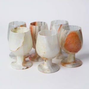 Set mit 6 handgefertigten Naturstein-Gläsern (3 "x3"x5", 150ml) | Elegante Barware