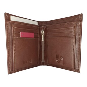 Cartera plegable para hombre de piel de vacuno marrón, hecha a mano en piel auténtica, regalo perfecto, GW105