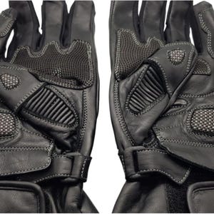 Black Cow Leather Motorbike Gloves, Racing Protection with Ergonomic Fit image 8