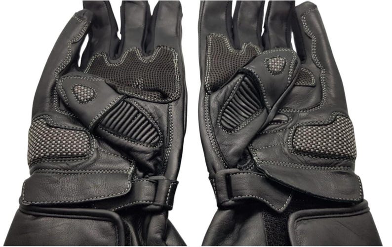 Black Cow Leather Motorbike Gloves, Racing Protection with Ergonomic Fit image 8