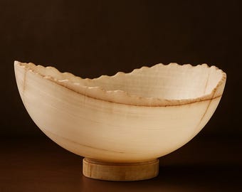 Hand Carved White Onyx Bowl: 10&quot; Round Serving Dish