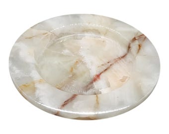 Prato de ônix branco vintage: bandeja de serviço decorativa esculpida à mão (15 a 30 cm)