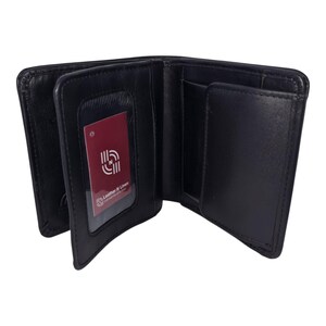 Cartera triple de piel de vacuno auténtica para hombre, hecha a mano en negro, regalo para él, elegante y duradera, GW103