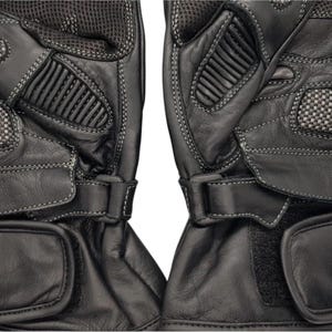 Black Cow Leather Motorbike Gloves, Racing Protection with Ergonomic Fit image 5