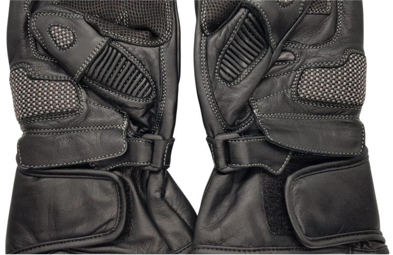 Black Cow Leather Motorbike Gloves, Racing Protection with Ergonomic Fit image 5