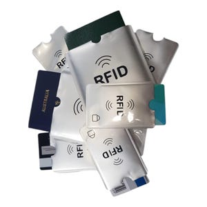 RFIDブロッキングスリーブセット - ラージサイズ4枚、スモールサイズ10枚 - IDカード・クレジットカードスキャン防止カバー、シルバー