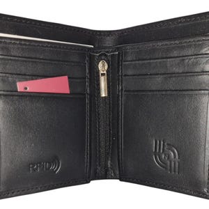 Schwarze handgemachte Bi-Fold-Geldbörse für Herren | Echtes 100% Rindsleder | Schlankes & Stilvolles Geschenk für Ihn | TW105