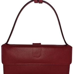 Cartera con asa / Hecha a mano para dama, 100 % piel de vacuno auténtica en color rojo / Elegante y duradera BL-301