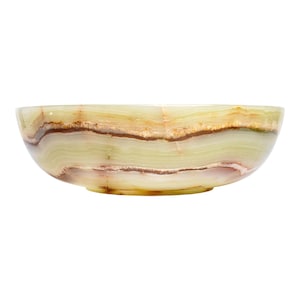 Antique Natural Green Onyx Round Fruit Bowl, 12&quot; Diameter x 3&quot; Height, Handcrafted Stone Decorative Centerpiece