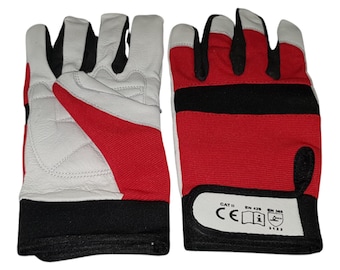 Red Goatskin Leather Gardening Gloves: Thorn Proof, Durable Grip