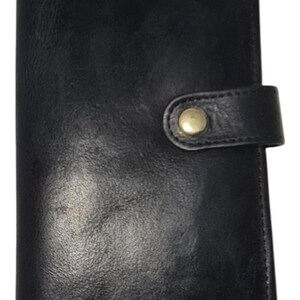 Premium Kuh Leder Langmantel Geldbörse - Handgefertigtes Schwarz CW411, stilvolles und langlebiges Accessoire für Männer / Frauen