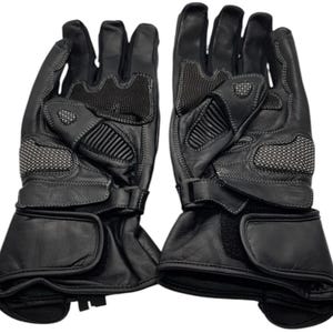 Black Cow Leather Motorbike Gloves, Racing Protection with Ergonomic Fit image 7