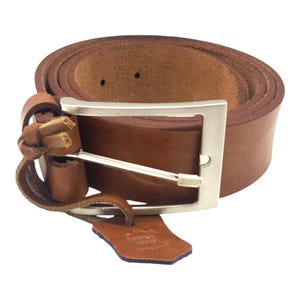 Leather Belt - Men's Classic Single Sided Genuine 100% Buffalo Full Grain Leather, 40mm, Light Brown Quality Fashion Accessory