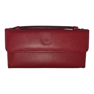 Handle Wallet | Handmade Ladies Genuine 100% Cow Grain Leather in Red | Stylish & Durable BL-301