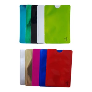 10 fundas con bloqueo RFID - Tarjetero antiescaneo NFC - Protección de colores variados para artículos esenciales de viaje y tarjetas de crédito