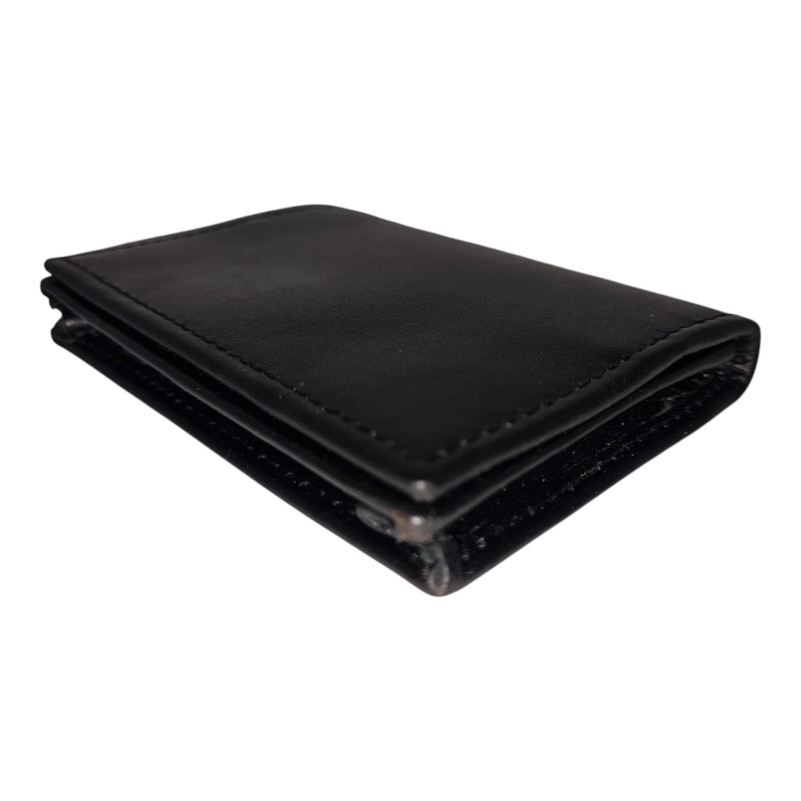 Premium Cow Grain Leather Card Holder, Black – Handmade Unisex