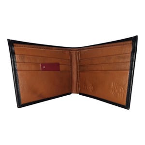 Handgefertigte zweifarbige Brieftasche für Herren - 100% echtes Rindsleder in Schwarz / Hellbraun - Stilvolles und langlebiges Geschenk für ihn - TW101