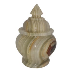 Natuurlijke onyx snoeppot met deksel – handgemaakte conische decoratieve opslagcontainer, 3&quot; diameter x 5&quot; hoogte, uniek cadeau-idee