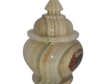 Handmade White Onyx Conical Candy Jar with Lid (3x5&quot;)