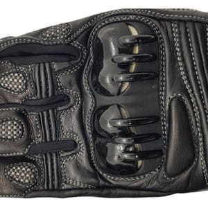 Black Cow Leather Motorbike Gloves, Racing Protection with Ergonomic Fit image 10