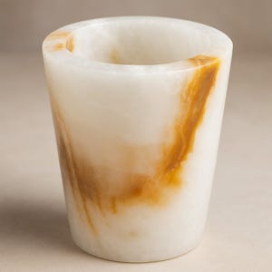 White Onyx Pencil Jar, 3" x 5" – Handcrafted Natural Stone Desk Organizer for Pens, Pencils & Office Accessories