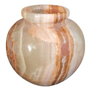 Suporte para vaso de flores de ônix branca: plantador de pedra artesanal, decoração elegante para casa