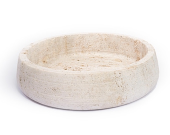 Handmade Vintage Travertine Marble Bowl – 10" x 2.5" Matte Finish | Cream Natural Stone Centerpiece, Elegant Home Decor