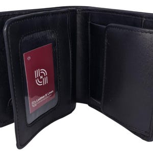 Genuine Men's Cow Grain Leather Tri-Fold Wallet, Handmade Black Wallet for Men, Gift for Him, Stylish & Durable GW103